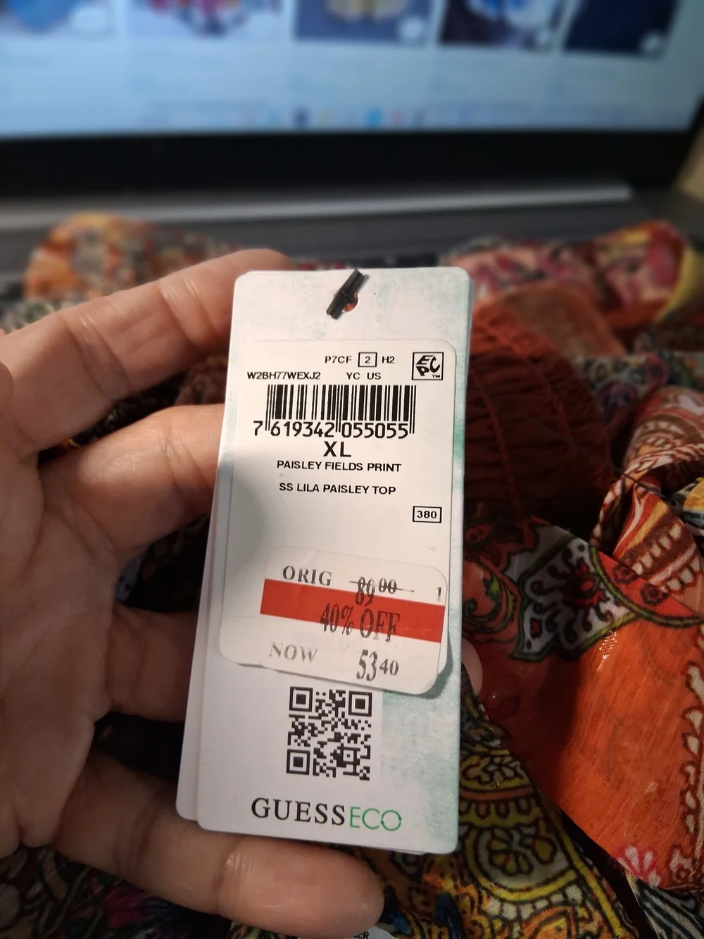 GUESS Eco Paisley Fields Print Peplum Top (Fits Medium/Large)